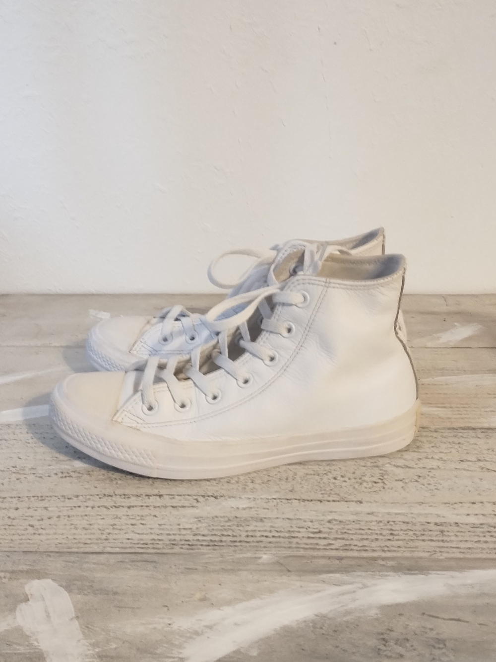 Converse unisex All-Star Chuck Taylor Trainers Hi Top Triple White Leather - Picture 15 of 16